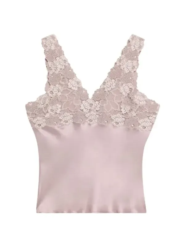 Josie Natori Rose Parfait Lace & Silk Tank