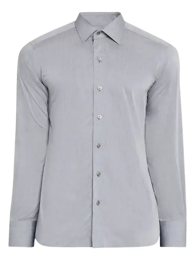 Men's Cotton Chambray Slim-Fit Dress Shirt Men's Cotton Chambray Slim-Fit Dress Shirt