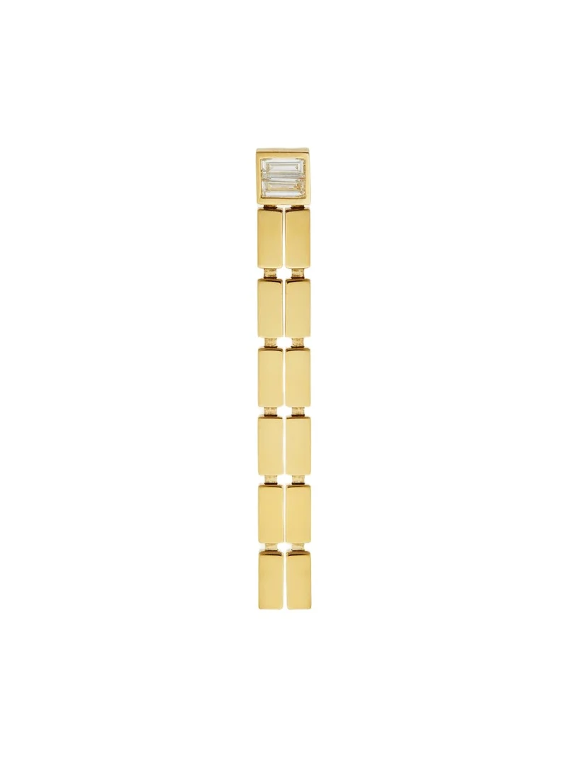 18K Yellow Gold Double Waterfall Earrings with Baguette Diamonds