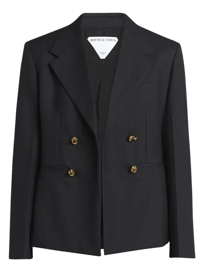 Bottega Veneta Subtle Stripe Knot Button Wool Jacket