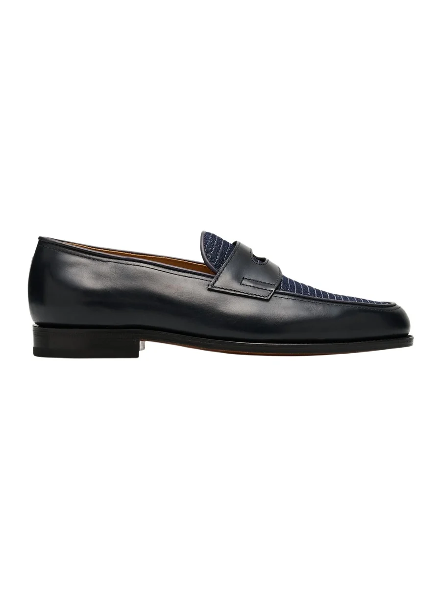 Men's Lopez Denim and Leather Penny Loafers Men's Lopez Denim and Leather Penny Loafers