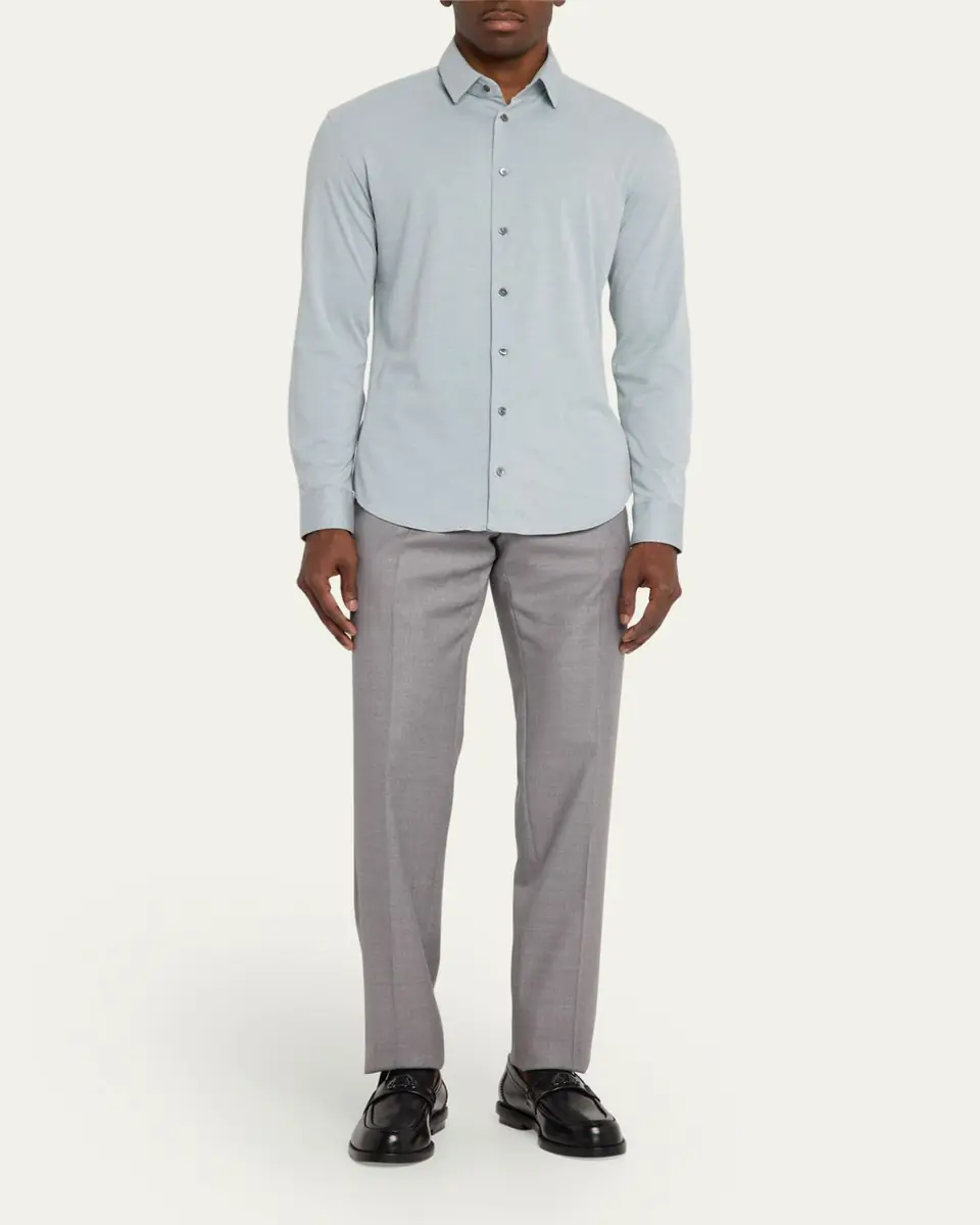 Giorgio Armani Men's Flex Tortona Cotton Jersey Sport Shirt | Thumbnail 2 Giorgio Armani Men's Flex Tortona Cotton Jersey Sport Shirt | Thumbnail 2