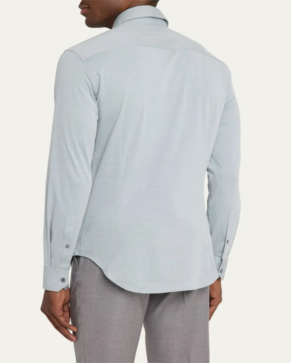 Giorgio Armani Men's Flex Tortona Cotton Jersey Sport Shirt | Thumbnail 3 Giorgio Armani Men's Flex Tortona Cotton Jersey Sport Shirt | Thumbnail 3