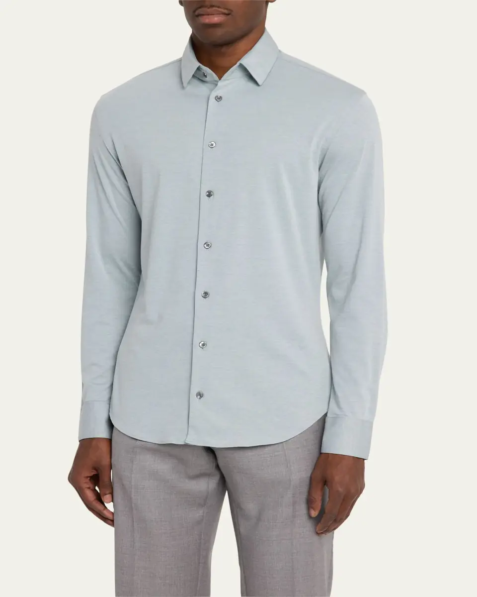 Giorgio Armani Men's Flex Tortona Cotton Jersey Sport Shirt | Thumbnail 4 Giorgio Armani Men's Flex Tortona Cotton Jersey Sport Shirt | Thumbnail 4