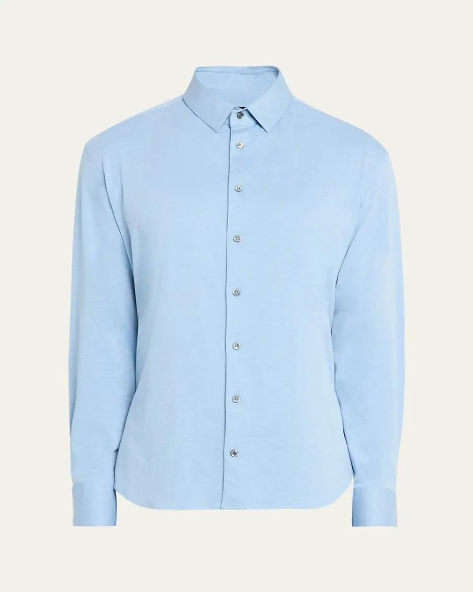 Giorgio Armani Men's Flex Tortona Cotton Jersey Sport Shirt | Thumbnail 5 Giorgio Armani Men's Flex Tortona Cotton Jersey Sport Shirt | Thumbnail 5