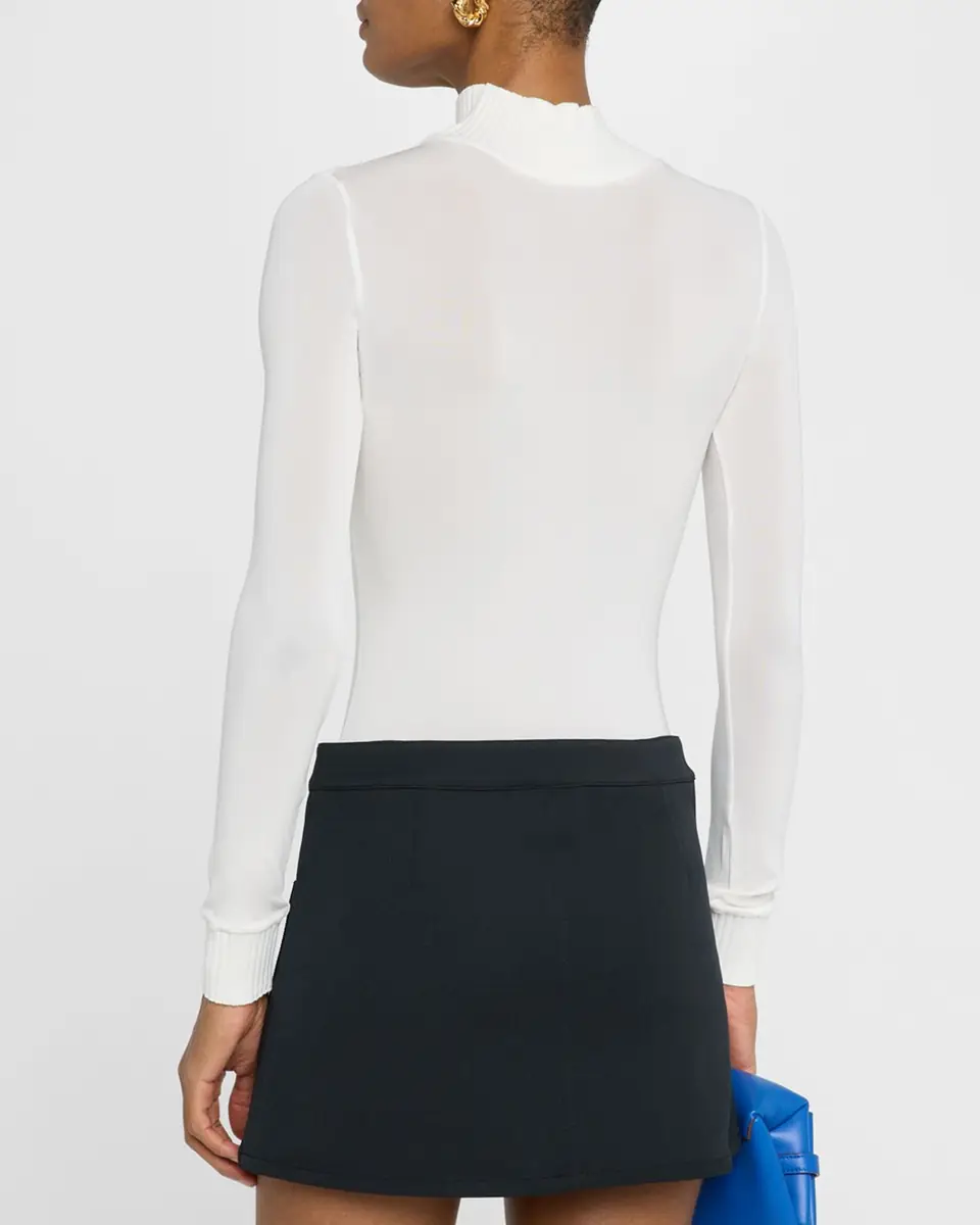 Courrèges Re-Edition Mock-Neck Long-Sleeve Fitted Top | Thumbnail 2 Courrèges Re-Edition Mock-Neck Long-Sleeve Fitted Top | Thumbnail 2