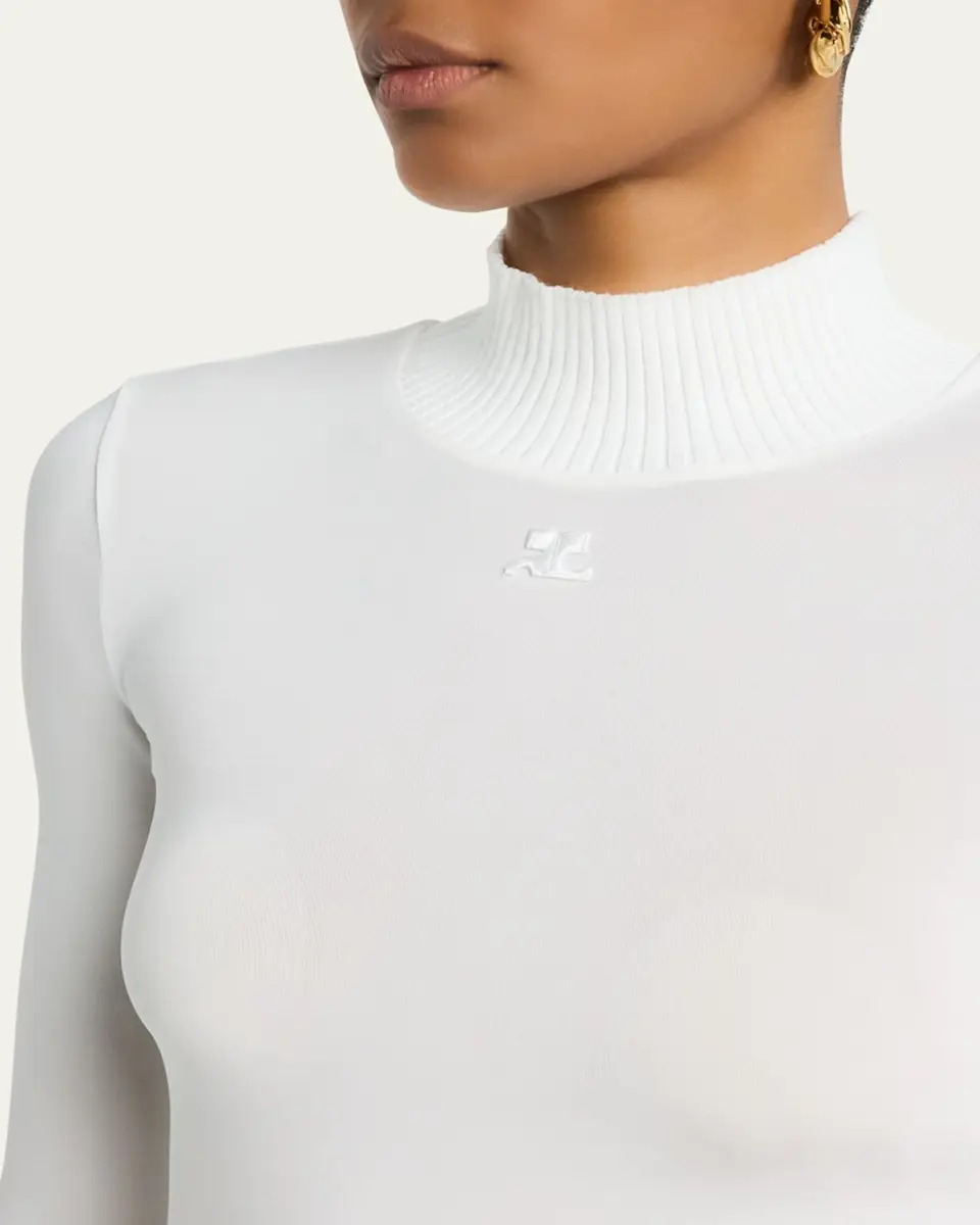 Courrèges Re-Edition Mock-Neck Long-Sleeve Fitted Top | Thumbnail 11 Courrèges Re-Edition Mock-Neck Long-Sleeve Fitted Top | Thumbnail 11
