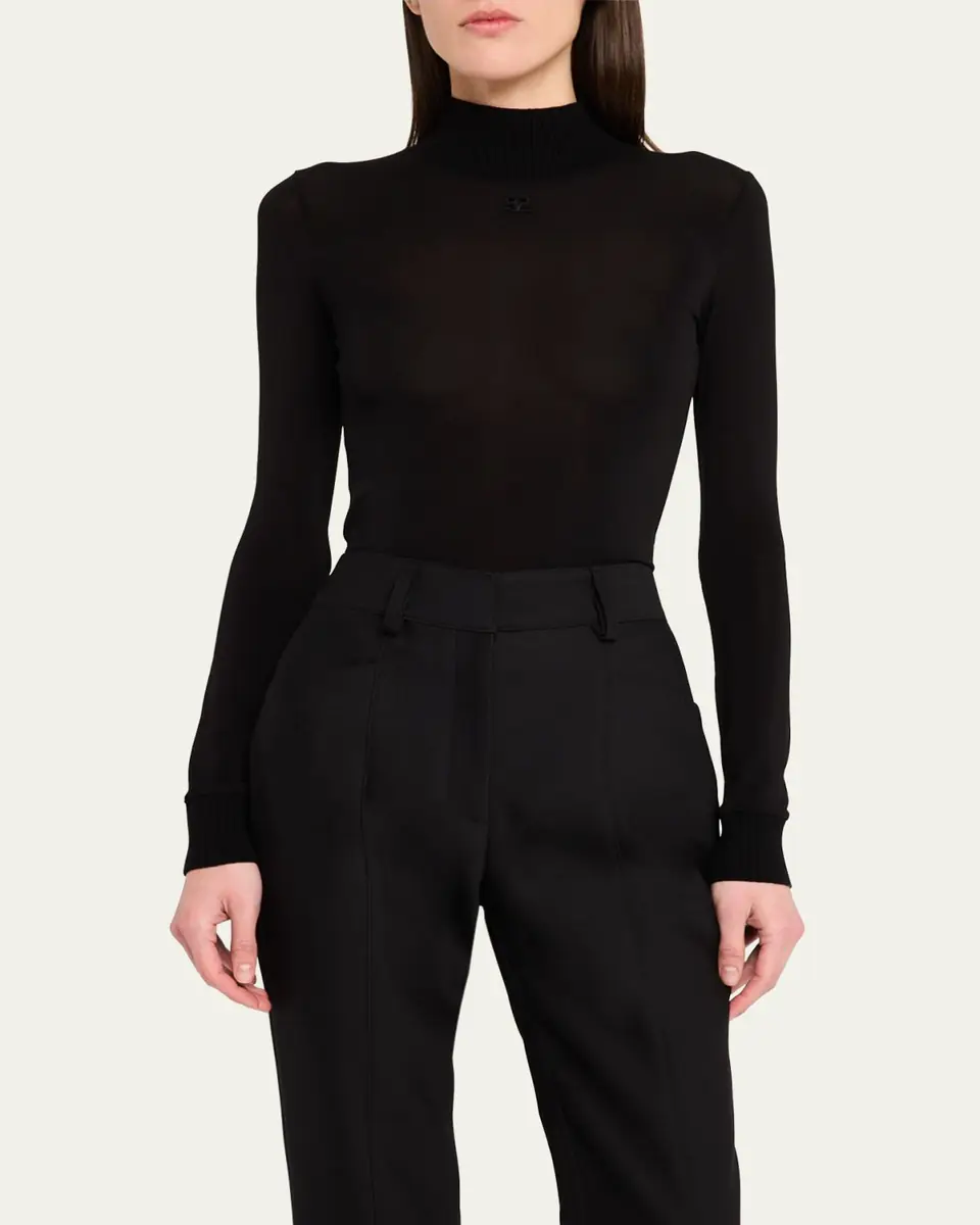 Courrèges Re-Edition Mock-Neck Long-Sleeve Fitted Top | Thumbnail 15 Courrèges Re-Edition Mock-Neck Long-Sleeve Fitted Top | Thumbnail 15