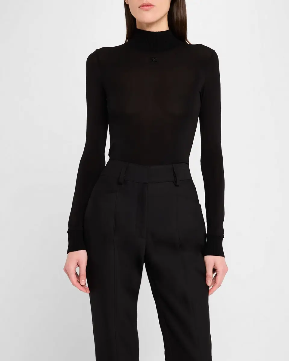 Courrèges Re-Edition Mock-Neck Long-Sleeve Fitted Top | Thumbnail 19 Courrèges Re-Edition Mock-Neck Long-Sleeve Fitted Top | Thumbnail 19
