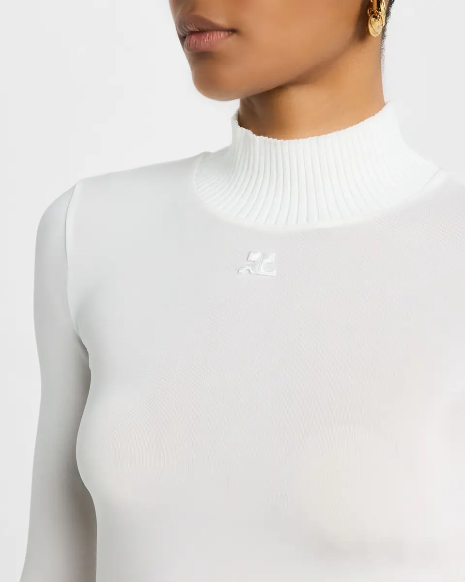 Courrèges Re-Edition Mock-Neck Long-Sleeve Fitted Top | Thumbnail 4 Courrèges Re-Edition Mock-Neck Long-Sleeve Fitted Top | Thumbnail 4