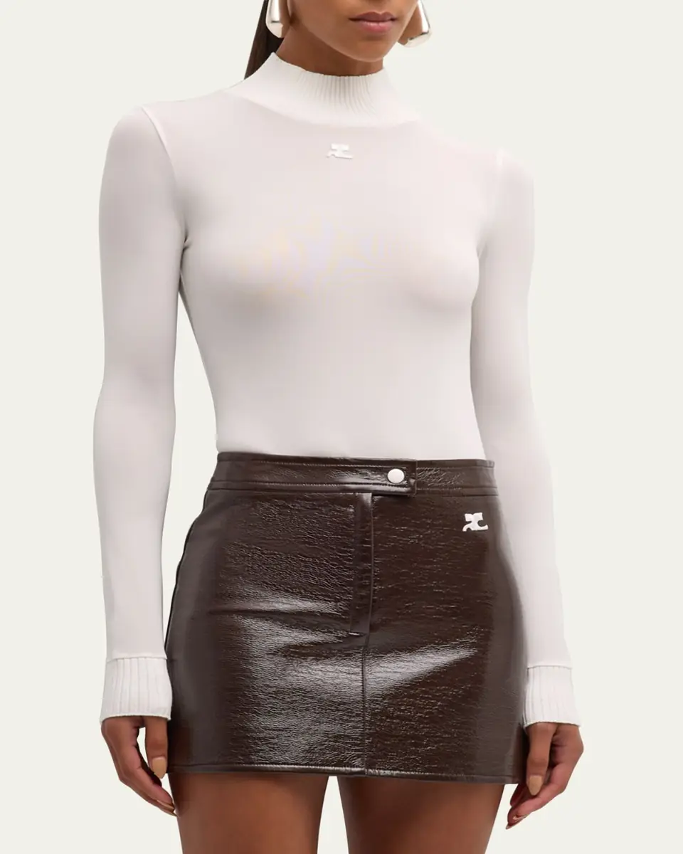 Courrèges Re-Edition Mock-Neck Long-Sleeve Fitted Top | Thumbnail 8 Courrèges Re-Edition Mock-Neck Long-Sleeve Fitted Top | Thumbnail 8