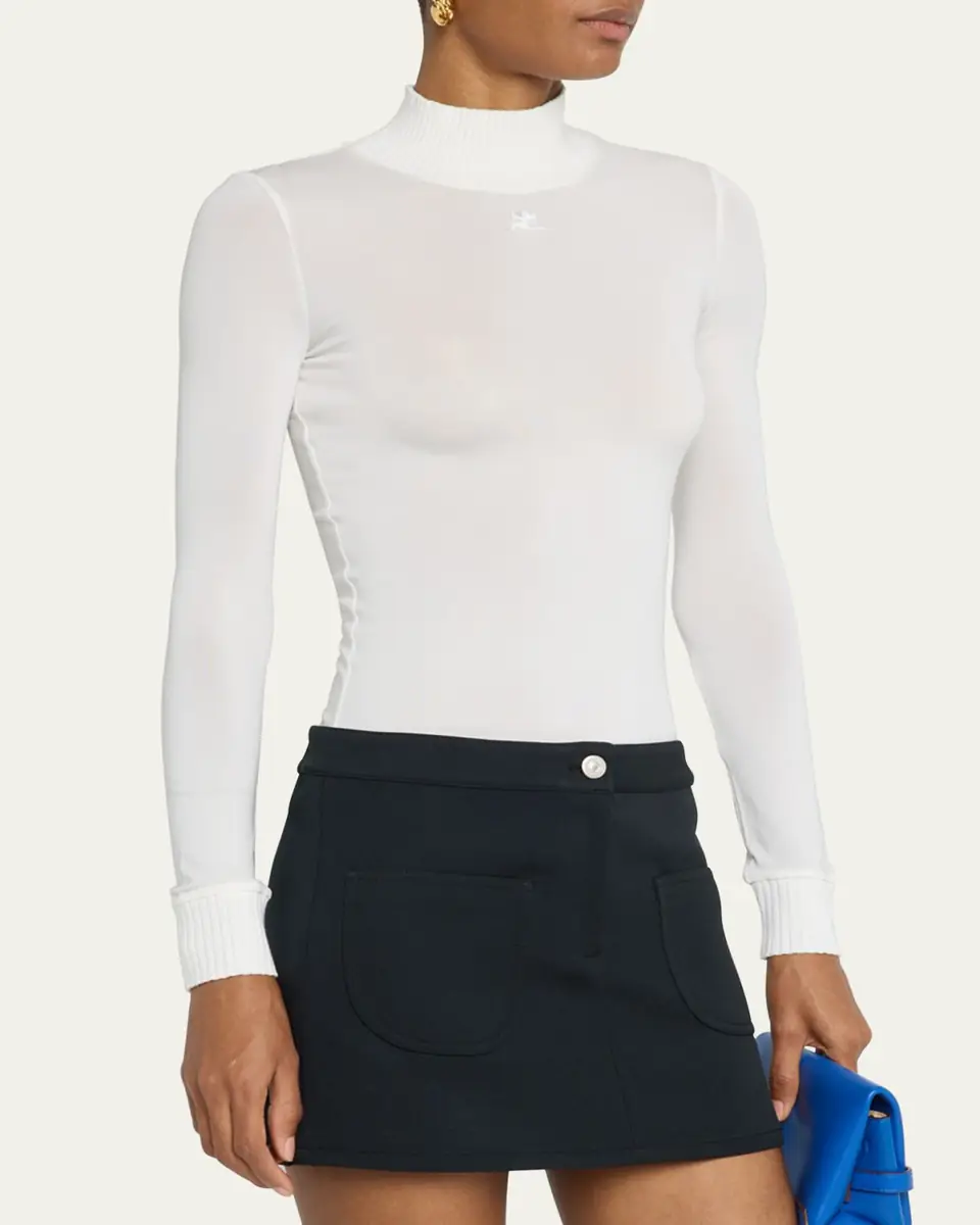 Courrèges Re-Edition Mock-Neck Long-Sleeve Fitted Top | Thumbnail 10 Courrèges Re-Edition Mock-Neck Long-Sleeve Fitted Top | Thumbnail 10