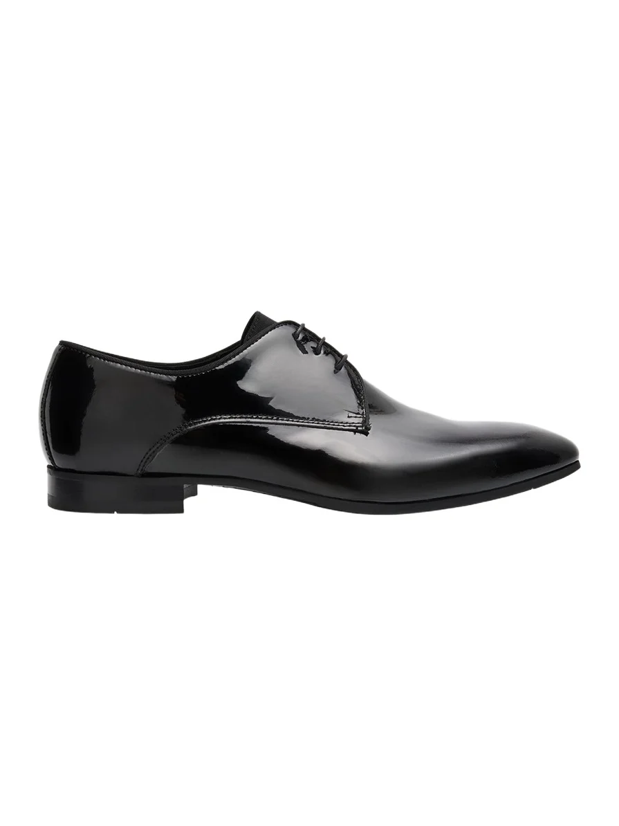 Men's Patent Leather Rubber-Sole Derby Shoes