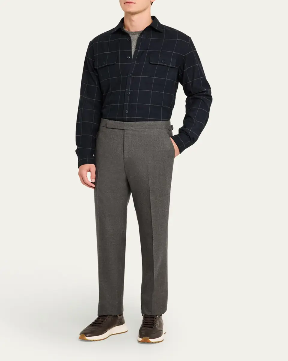 Ralph Lauren Purple Label Men's Gregory Hand-Tailored Flannel Trousers | Thumbnail 2