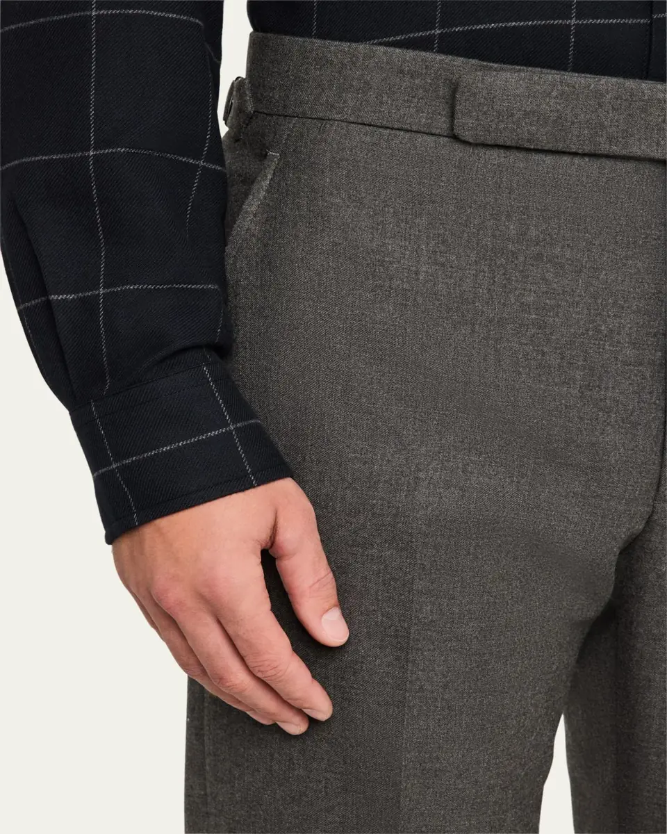 Ralph Lauren Purple Label Men's Gregory Hand-Tailored Flannel Trousers | Thumbnail 5