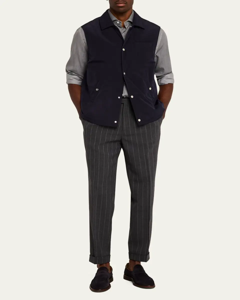 Brunello Cucinelli Men's Water Resistant Snap-Front Vest | Thumbnail 6 Brunello Cucinelli Men's Water Resistant Snap-Front Vest | Thumbnail 6