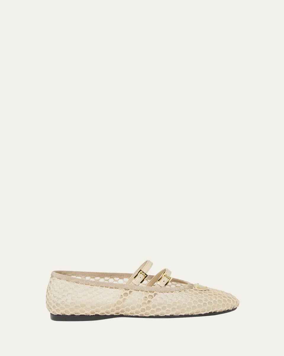 Prada Mesh Double Buckle Ballet Flats | Thumbnail 4 Prada Mesh Double Buckle Ballet Flats | Thumbnail 4