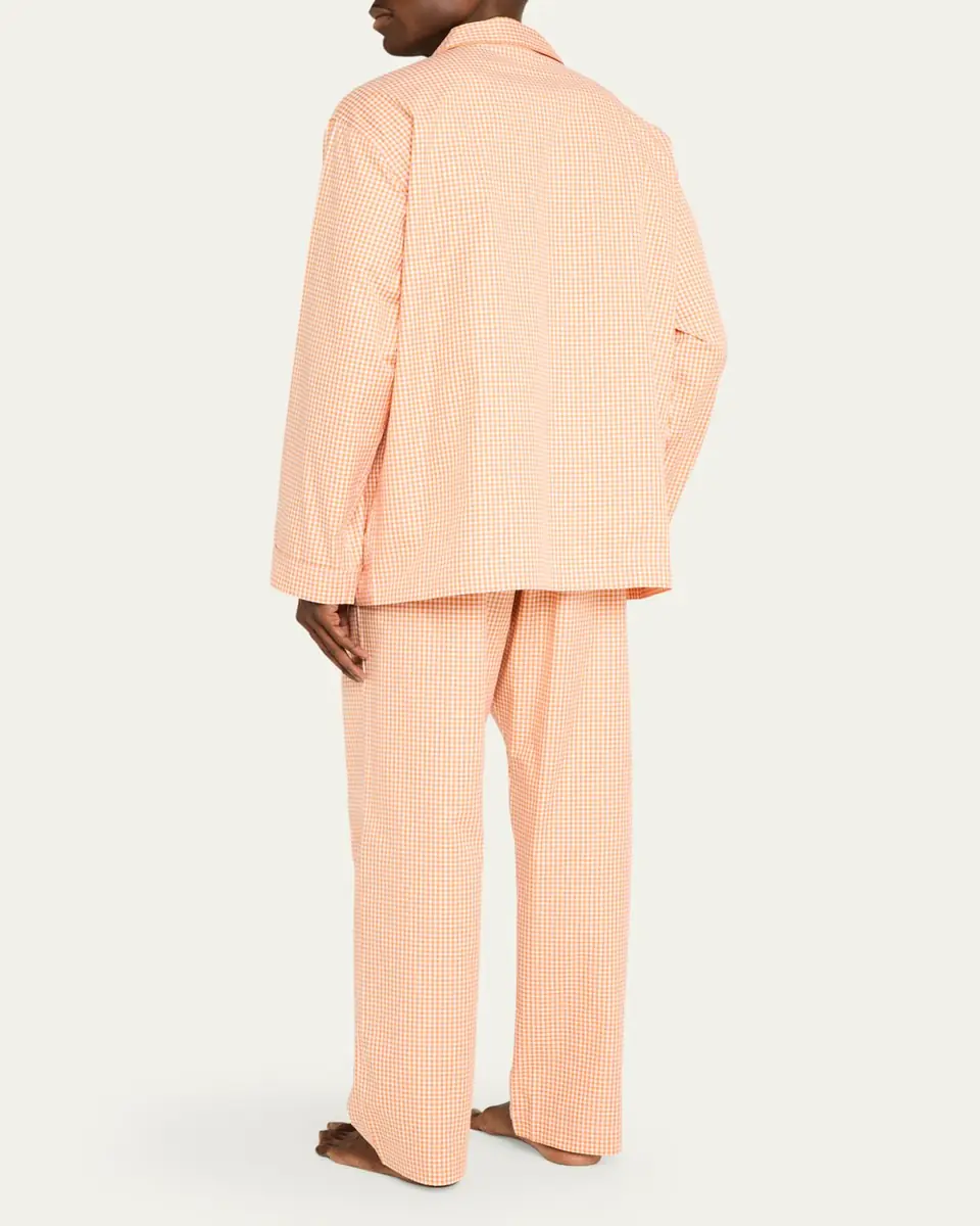 Emanuele Maffeis Men's Cotton Gingham Long Pajama Set | Thumbnail 3