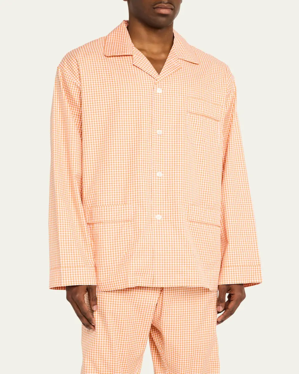 Emanuele Maffeis Men's Cotton Gingham Long Pajama Set | Thumbnail 4