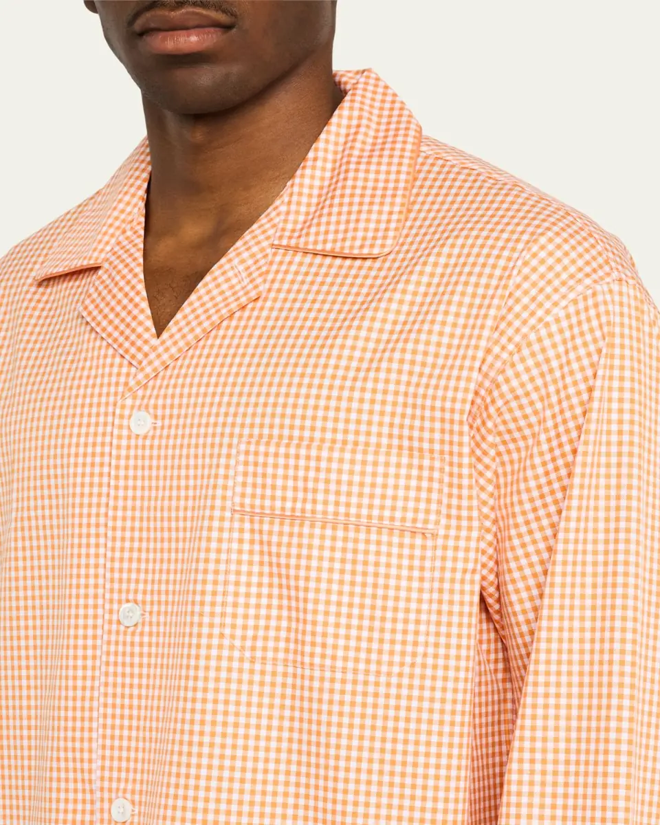 Emanuele Maffeis Men's Cotton Gingham Long Pajama Set | Thumbnail 5