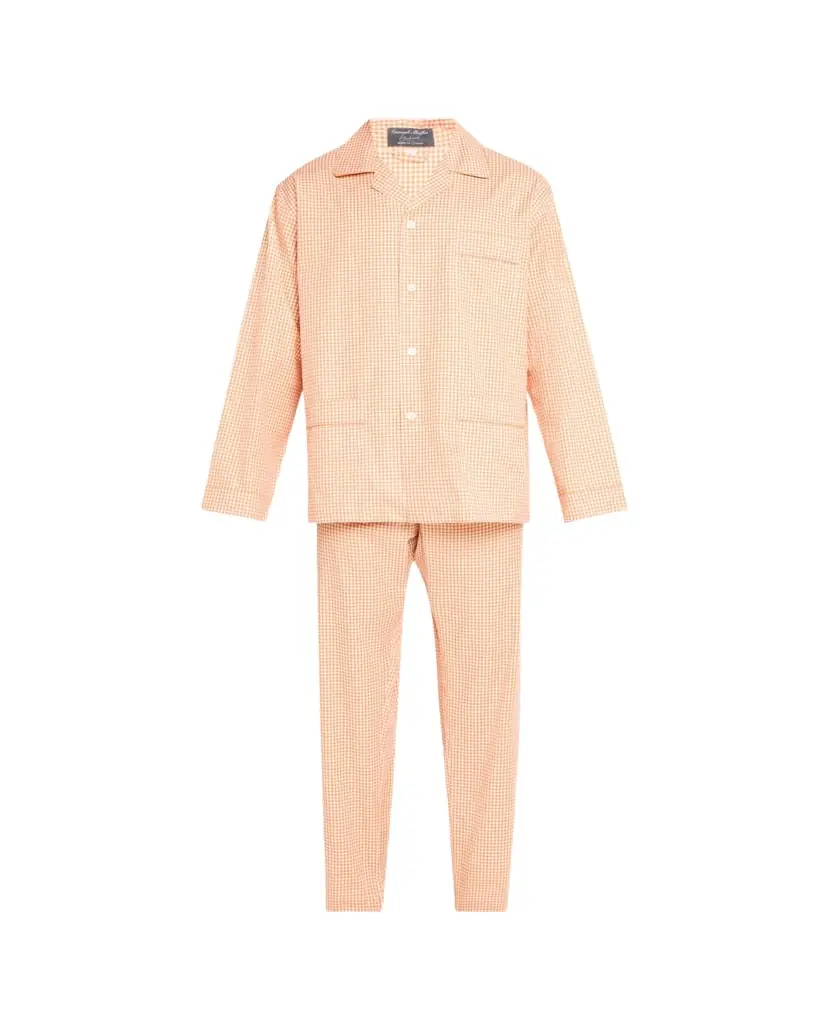 Emanuele Maffeis Men's Cotton Gingham Long Pajama Set