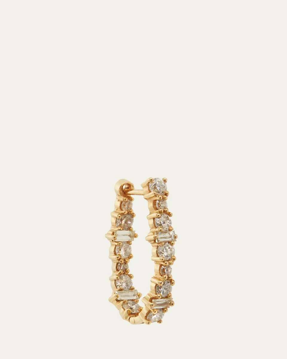 ILEANA MAKRI Champagne Diamond Inside Out Hoop Earrings in 18K Yellow Gold | Thumbnail 2
