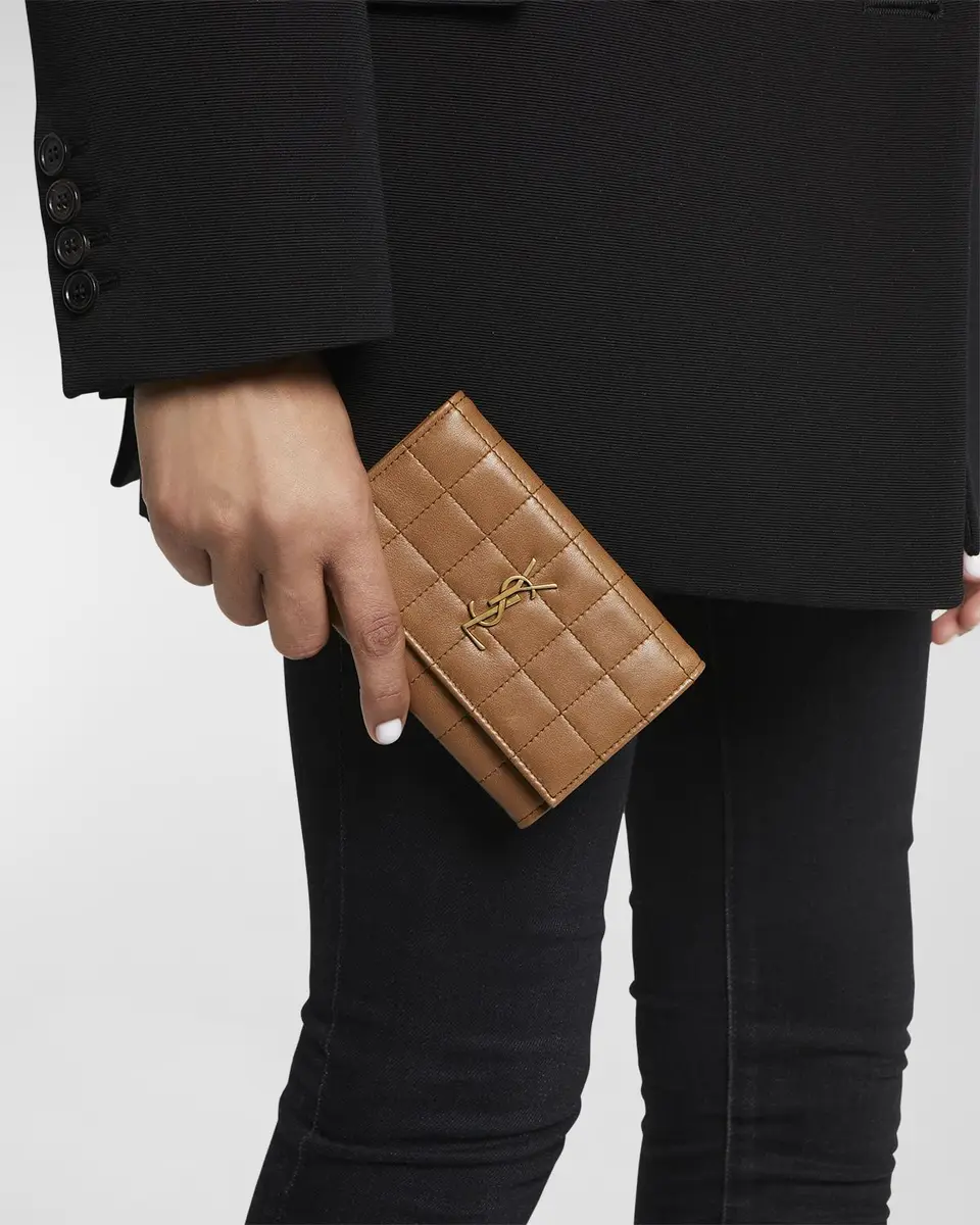 Saint Laurent YSL Monogram Flap Small Wallet in Quilted Smooth Leather | Thumbnail 8 Saint Laurent YSL Monogram Flap Small Wallet in Quilted Smooth Leather | Thumbnail 8