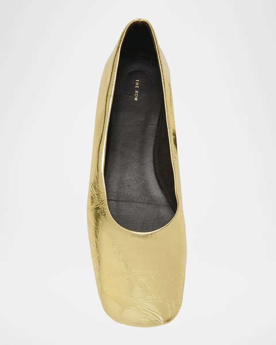 THE ROW Metallic Leather Ballerina Flats | Thumbnail 2