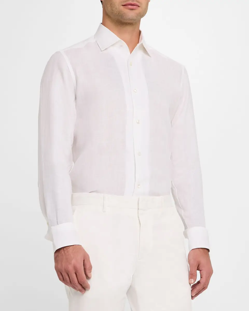 ZEGNA Men's Oasi Lino Casual Button-Down Shirt | Thumbnail 3 ZEGNA Men's Oasi Lino Casual Button-Down Shirt | Thumbnail 3