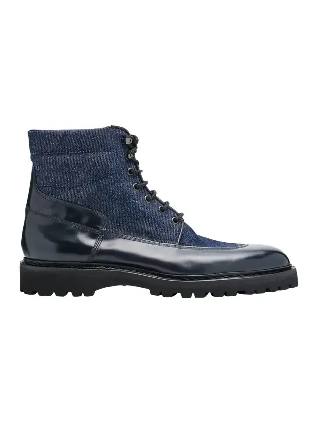 Men's Peak Denim and Leather Lace-Up Boots Men's Peak Denim and Leather Lace-Up Boots