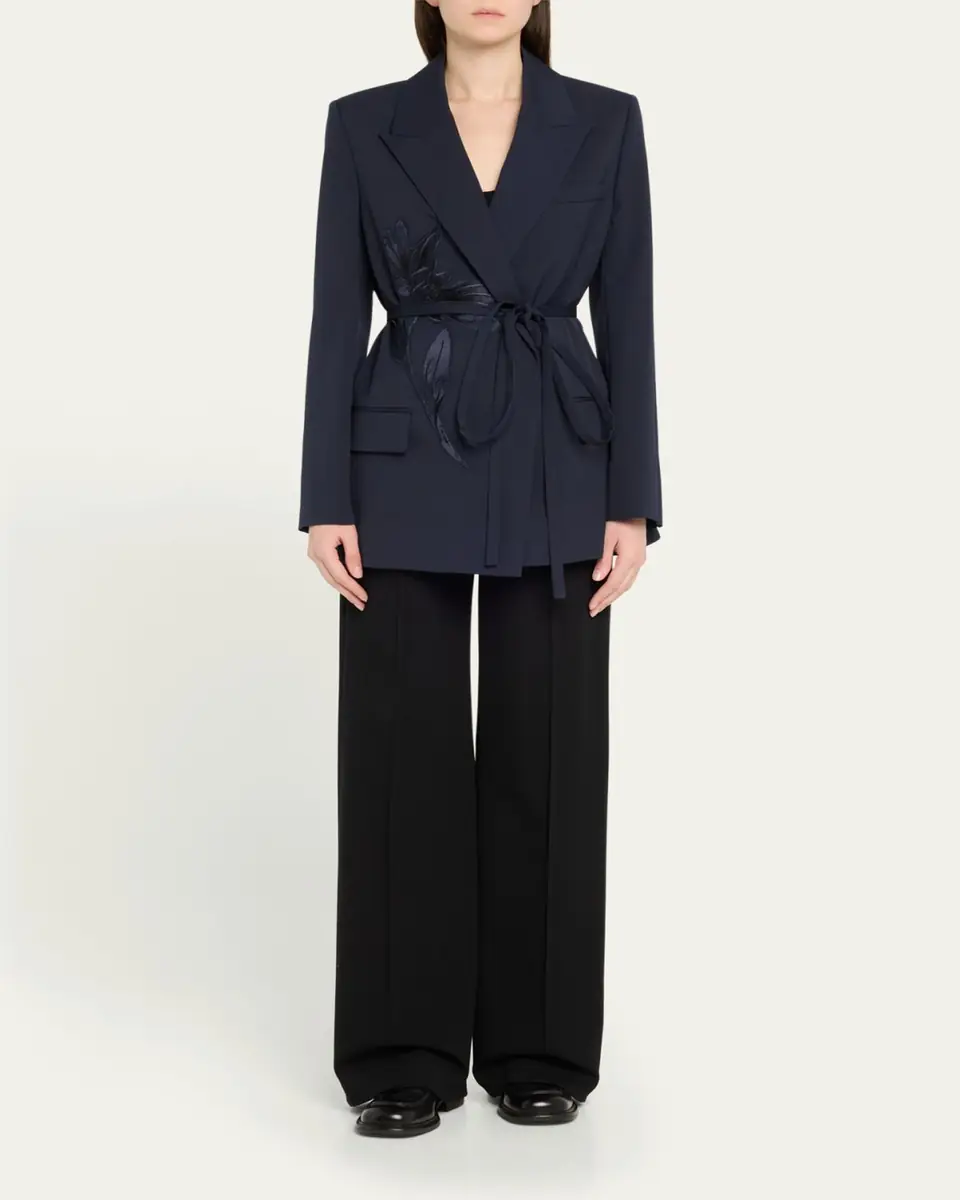 Erdem Flower Double-Breasted Belted Wool Blazer | Thumbnail 2 Erdem Flower Double-Breasted Belted Wool Blazer | Thumbnail 2