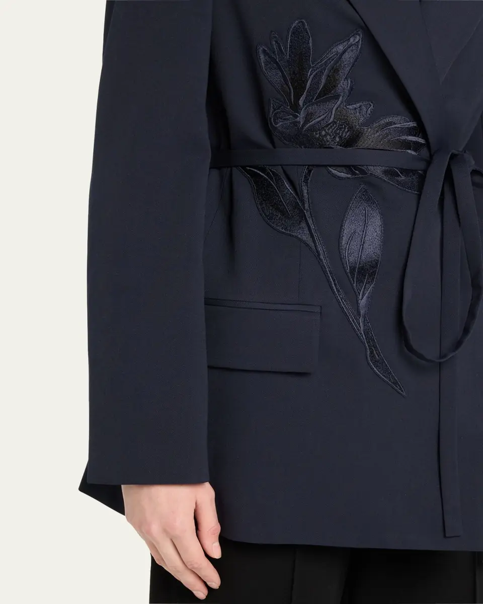 Erdem Flower Double-Breasted Belted Wool Blazer | Thumbnail 5 Erdem Flower Double-Breasted Belted Wool Blazer | Thumbnail 5