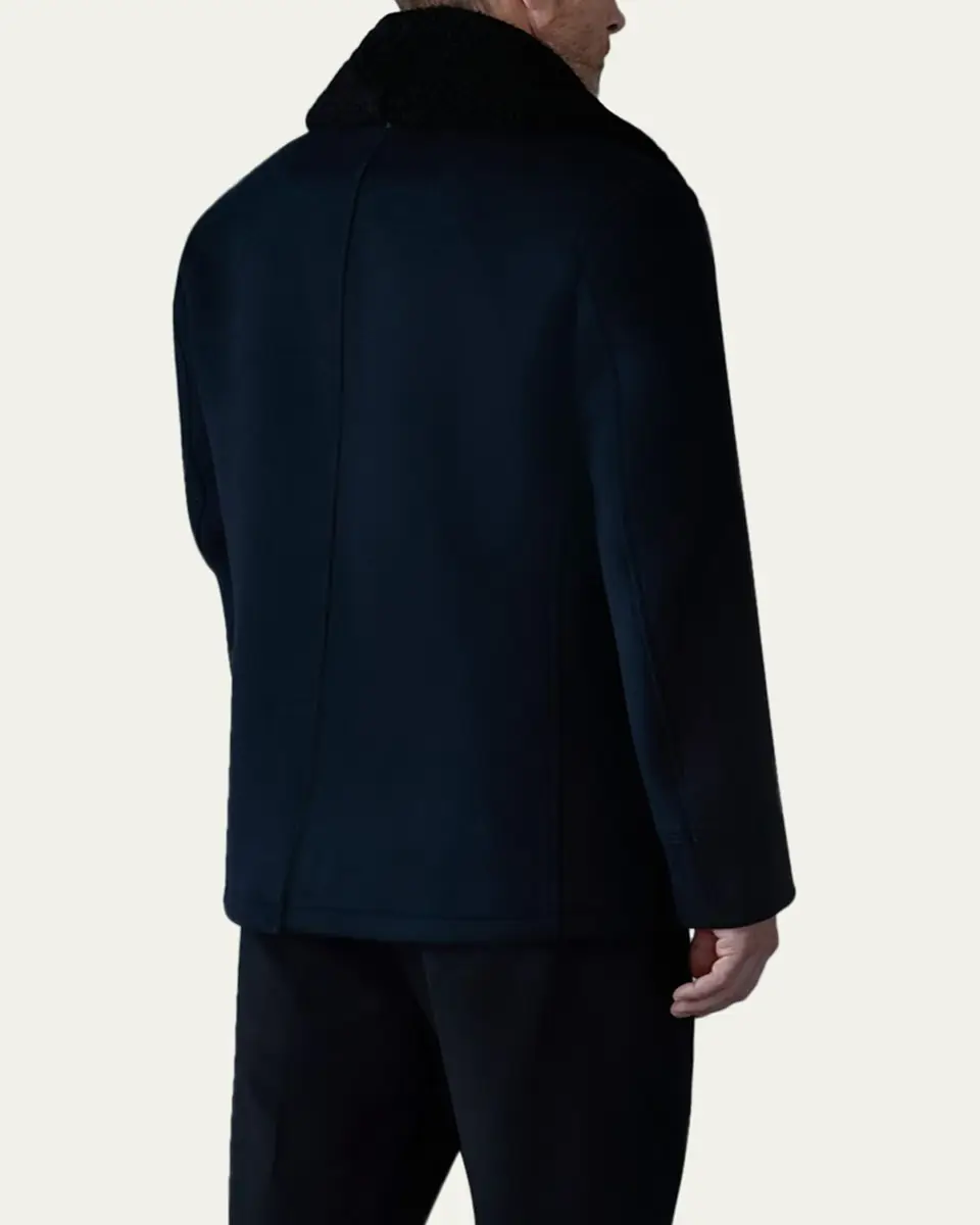 Mackage Men's Cole Wool Peacoat with Shearling Collar | Thumbnail 3 Mackage Men's Cole Wool Peacoat with Shearling Collar | Thumbnail 3