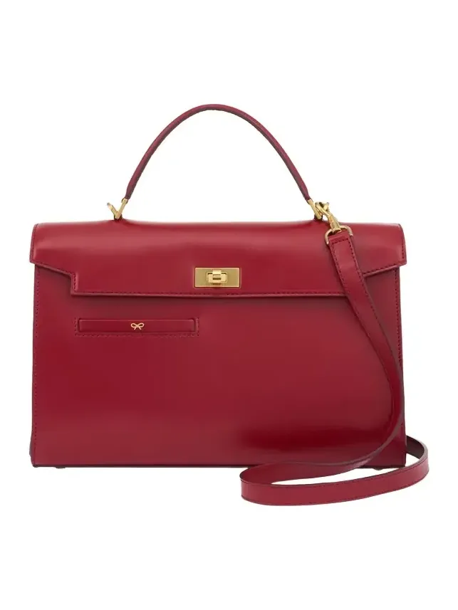 Mortimer Shiny Leather Top-Handle Bag