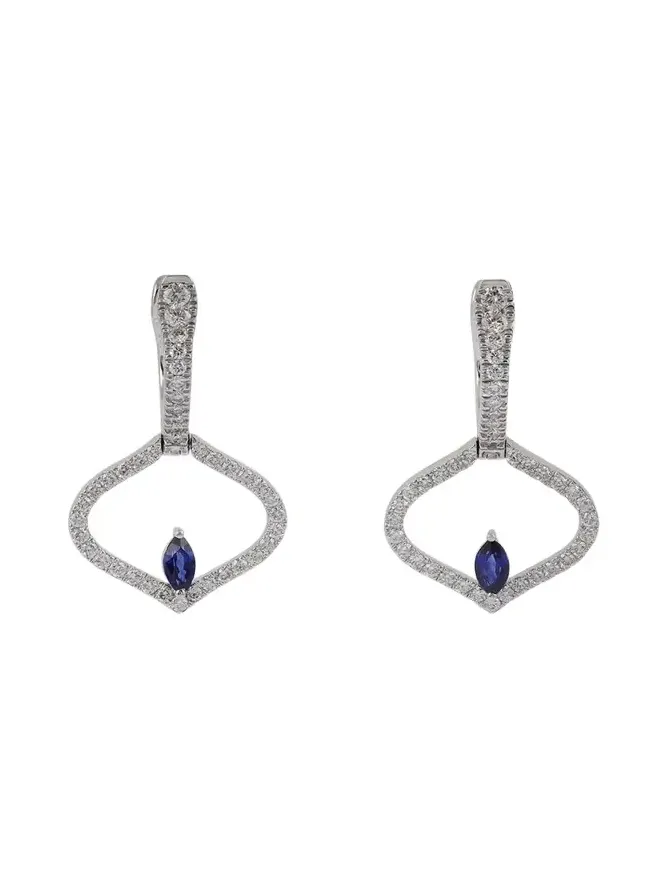 Sarai Diamond and Blue Sapphire Single Motif Earrings
