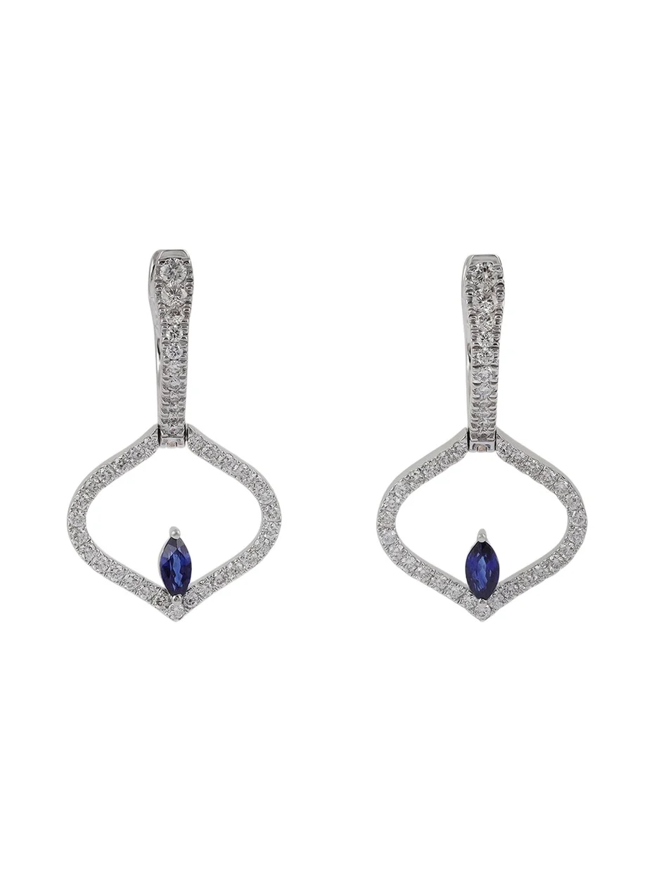 Sarai Diamond and Blue Sapphire Single Motif Earrings