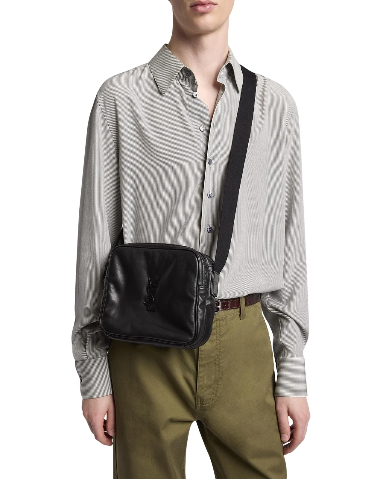 Saint Laurent Men's Niki YSL Cube Camera Bag in Leather