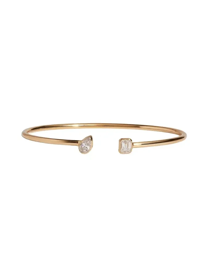 Flexible 14K Yellow Gold Two-Stone Lab Diamond Cuff Bracelet Flexible 14K Yellow Gold Two-Stone Lab Diamond Cuff Bracelet