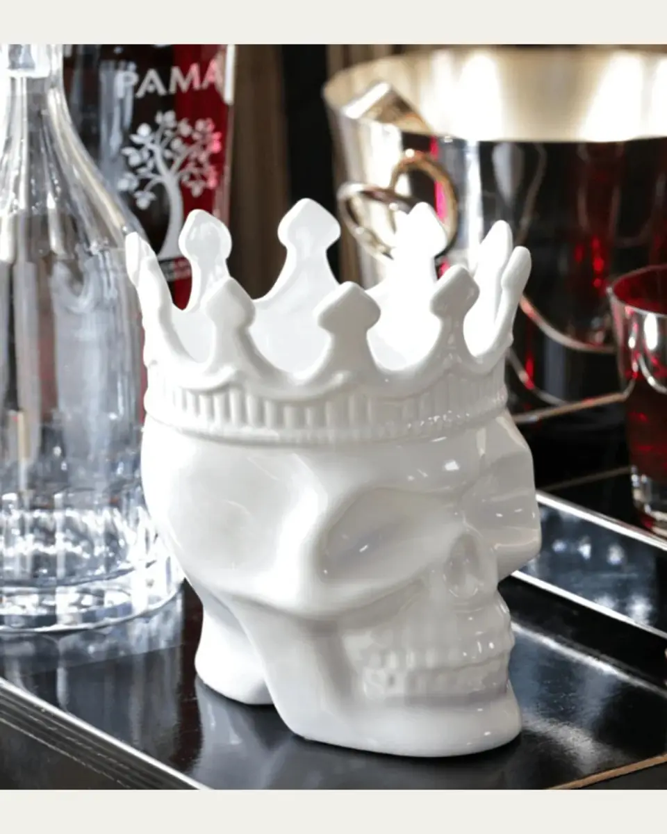 Thompson Ferrier White Louise Skull Candle, 23.3 oz. - Rose de Vents Scent | Thumbnail 2