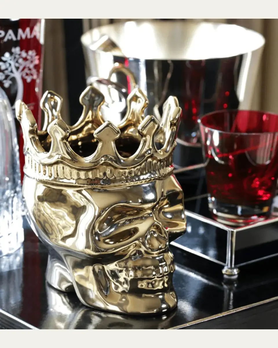 Thompson Ferrier Golden Bonaparte Skull Candle, 23.3 oz. - Wood Charmel Scent | Thumbnail 3