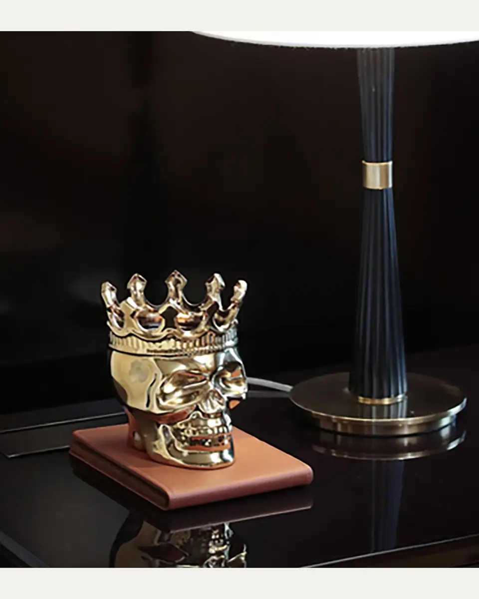 Thompson Ferrier Golden Bonaparte Skull Candle, 23.3 oz. - Wood Charmel Scent | Thumbnail 4
