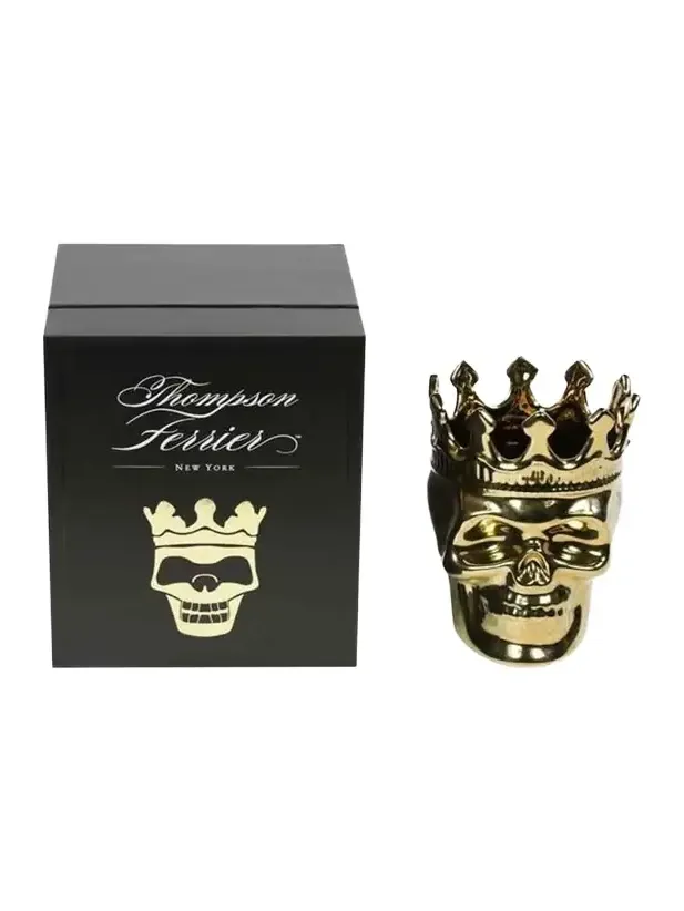 Thompson Ferrier Golden Bonaparte Skull Candle, 23.3 oz. - Wood Charmel Scent