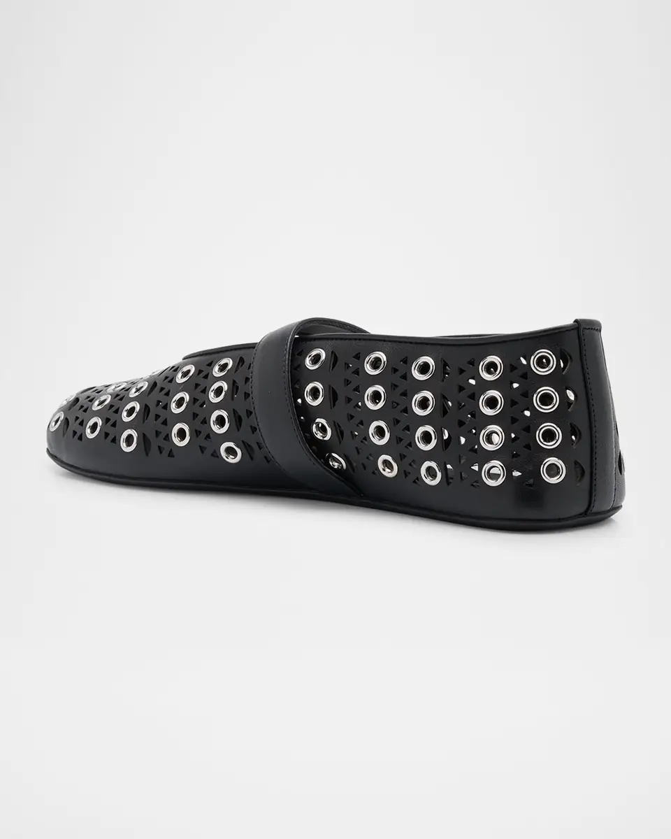 Alaïa Vienne Buckle Eyelet & Laser-Cut Leather Ballet Flats | Thumbnail 2 Alaïa Vienne Buckle Eyelet & Laser-Cut Leather Ballet Flats | Thumbnail 2