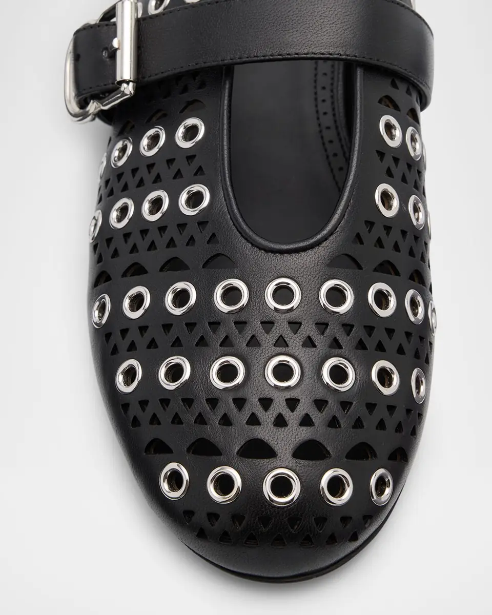 Alaïa Vienne Buckle Eyelet & Laser-Cut Leather Ballet Flats | Thumbnail 4 Alaïa Vienne Buckle Eyelet & Laser-Cut Leather Ballet Flats | Thumbnail 4
