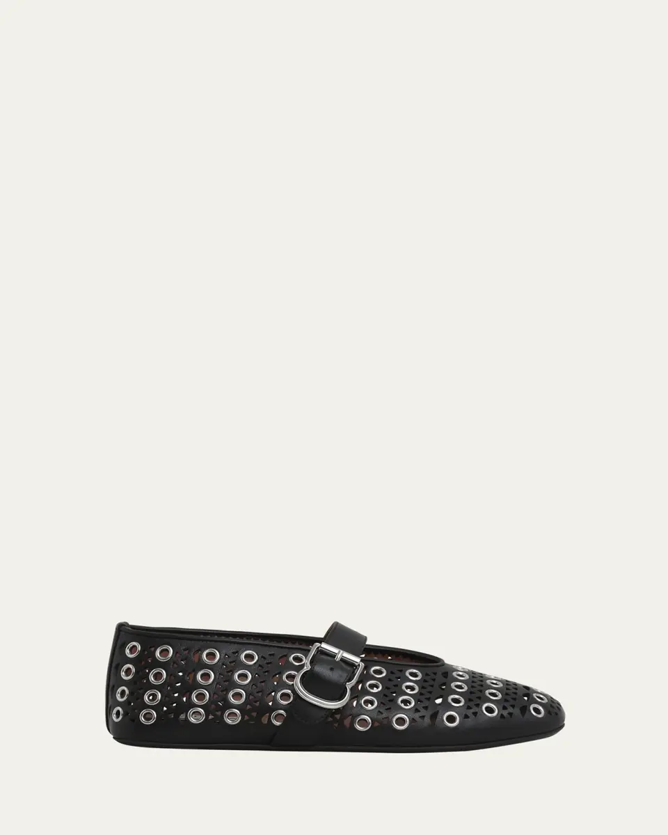 Alaïa Vienne Buckle Eyelet & Laser-Cut Leather Ballet Flats | Thumbnail 5 Alaïa Vienne Buckle Eyelet & Laser-Cut Leather Ballet Flats | Thumbnail 5