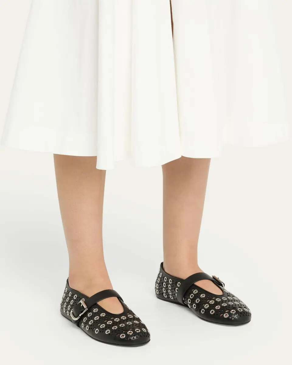 Alaïa Vienne Buckle Eyelet & Laser-Cut Leather Ballet Flats | Thumbnail 6 Alaïa Vienne Buckle Eyelet & Laser-Cut Leather Ballet Flats | Thumbnail 6