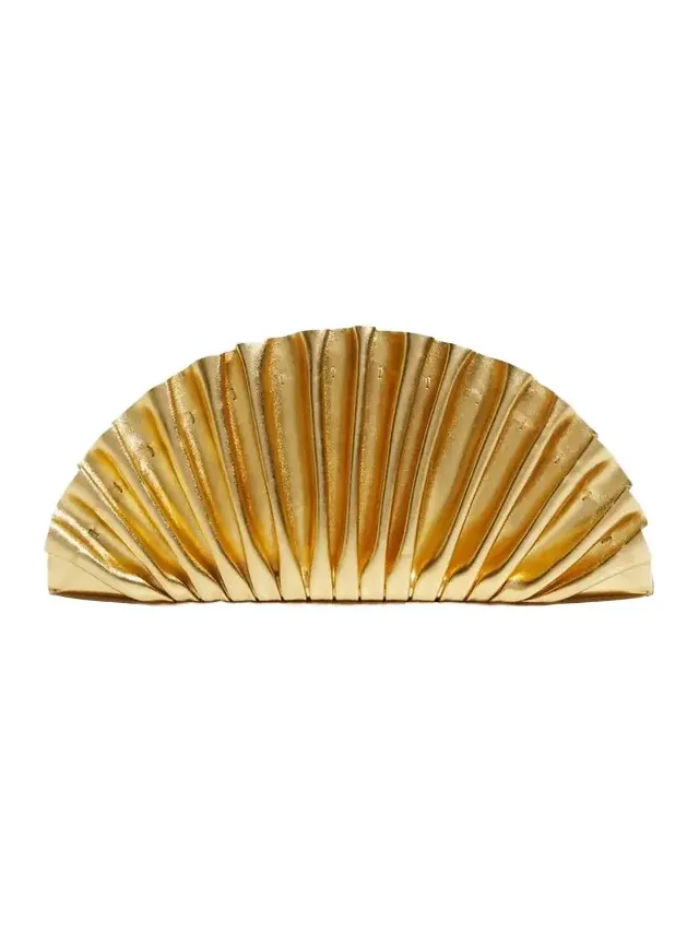 Nala Mini Pleated Metallic Leather Clutch Bag Nala Mini Pleated Metallic Leather Clutch Bag