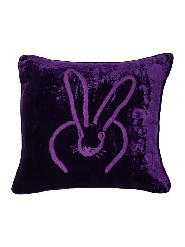 Hunt Slonem Hand Embroidered Velvet Decorative Pillow, 18" Square