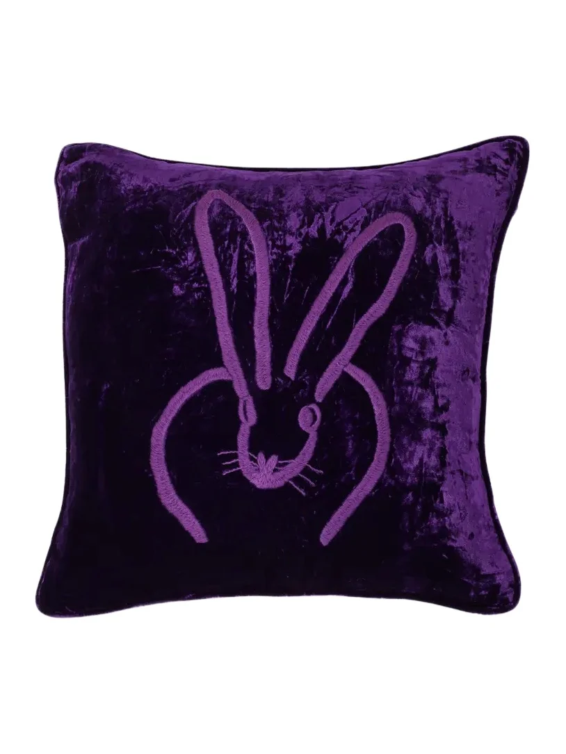 Hunt Slonem Hand Embroidered Velvet Decorative Pillow, 18" Square