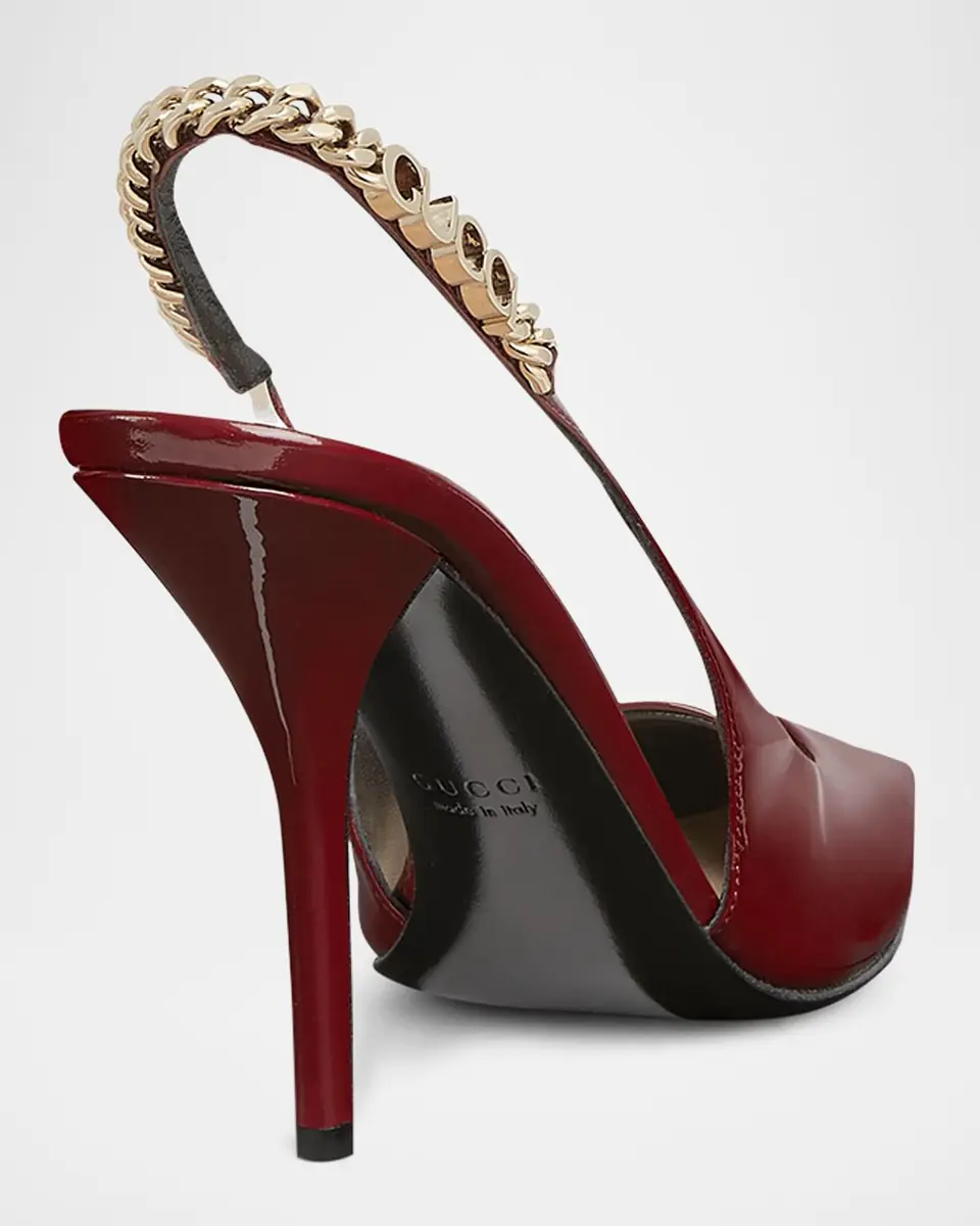 Gucci Signoria Patent Chain Slingback Pumps | Thumbnail 2 Gucci Signoria Patent Chain Slingback Pumps | Thumbnail 2
